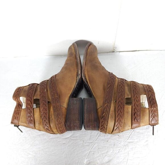 FREEBIRD BY STEVEN Women's Roper US 9M Brown Leather Distressed Strappy Booties - Picture 11 of 14